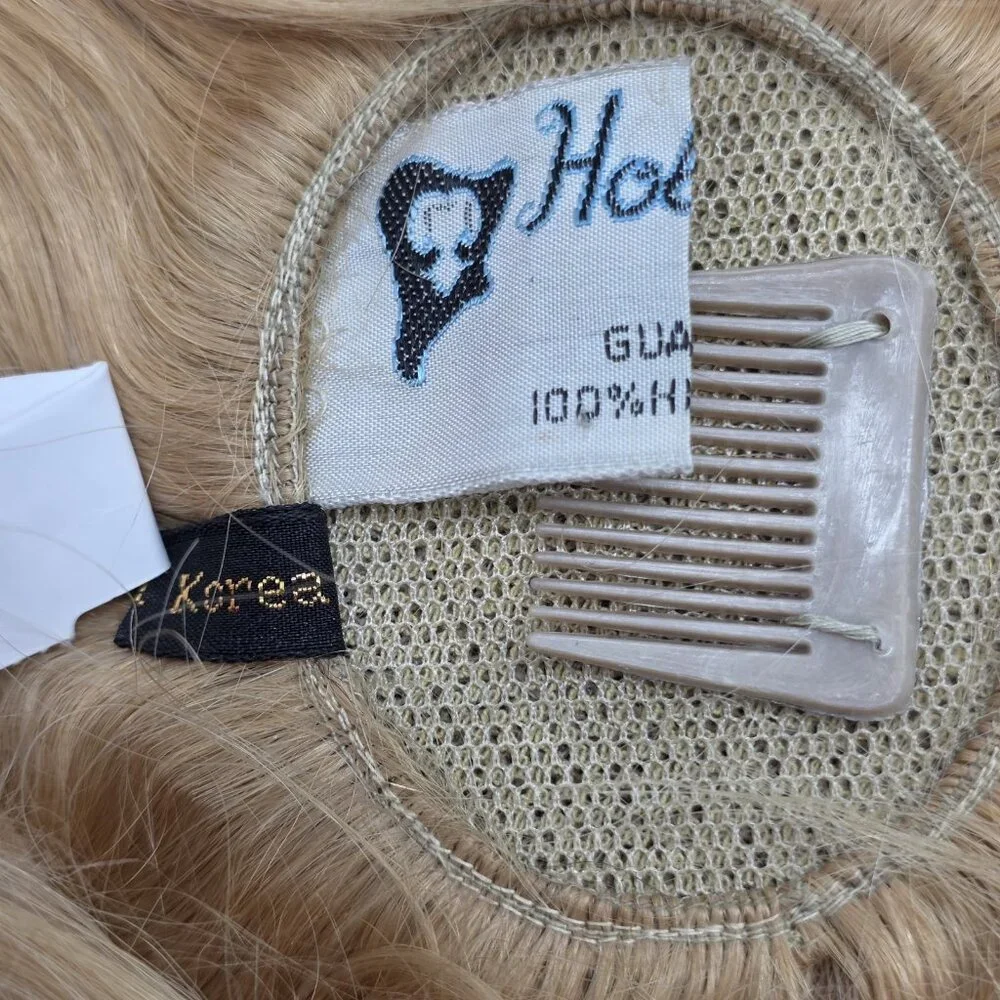 Vintage Long Blonde Human Hair Wig for Doll 8 - 9